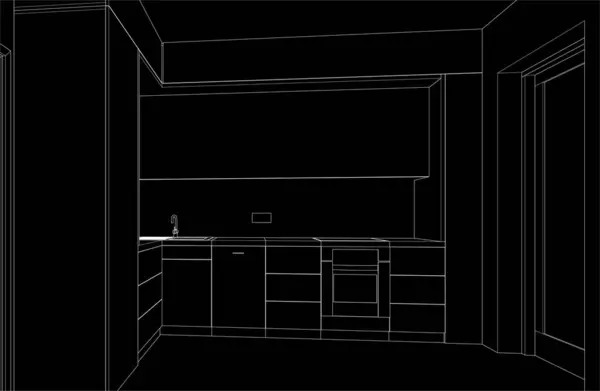 Vektor Interieur Der Modernen Wohnküche — Stockvektor