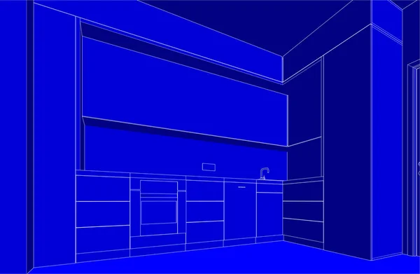Intérieur Vectoriel Cuisine Appartement Moderne — Image vectorielle