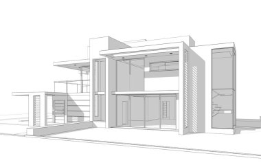 Binanın mimari 3d çizim çizim ev