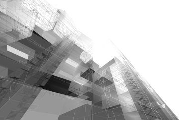  Gelecek perspektifi, soyut mimari duvar kağıdı tasarımı, dijital konsept arkaplan