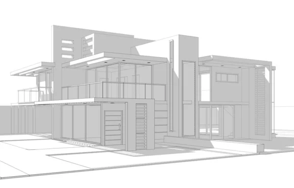 Architektonické Kreslení Ilustrace Stavby Domů — Stock fotografie