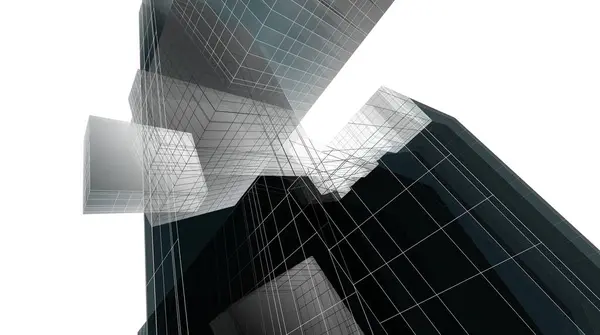 Futuristinen Näkökulma Abstrakti Arkkitehtoninen Tapetti Suunnittelu Digitaalinen Konsepti Tausta — kuvapankkivalokuva