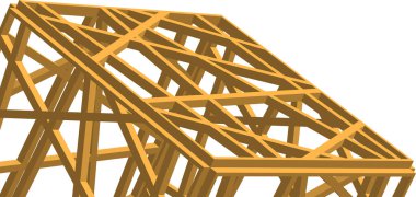 Evin inşaatının 3 boyutlu çizimi