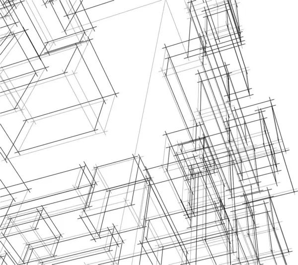 Futuristische Perspektive Abstrakte Architektonische Tapeten Vektor Design Digitales Konzept Hintergrund — Stockvektor