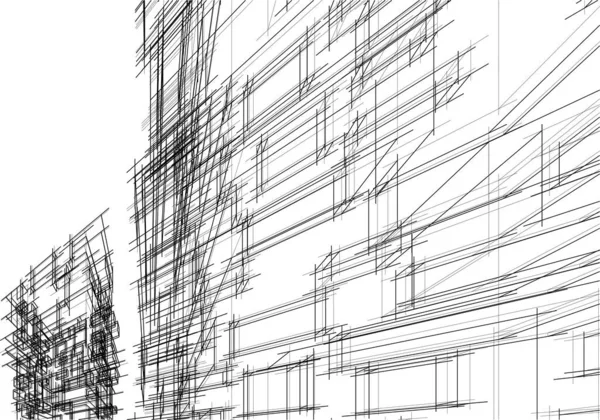 Futuristiskt Perspektiv Abstrakt Arkitektonisk Tapet Vektor Design Digitalt Koncept Bakgrund — Stock vektor