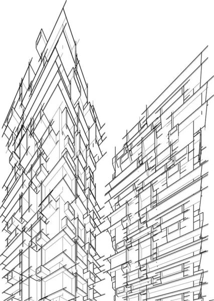 Perspective Futuriste Conception Vectorielle Abstraite Papier Peint Architectural Fond Concept — Image vectorielle