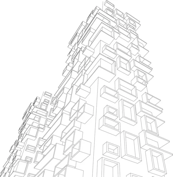 未来的な視点 抽象的な建築壁紙のベクターの設計 デジタル概念の背景 — ストックベクタ