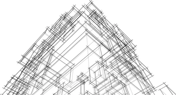 Futuristisk Perspektiv Abstrakt Arkitektonisk Tapetvektordesign Digital Konseptbakgrunn – stockvektor