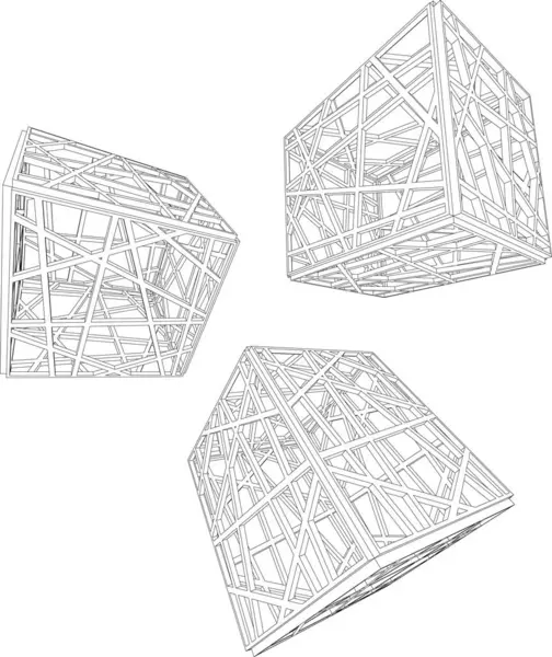 Uppsättning Arkitektoniska Byggnader Arkitektonisk Struktur — Stock vektor