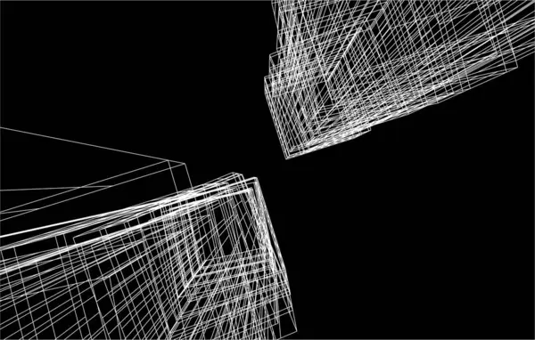 Футуристична Перспектива Абстрактні Архітектурні Шпалери Векторний Дизайн Цифровий Концепт Фон — стоковий вектор