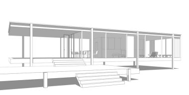 Binanın mimari 3d çizim çizim ev