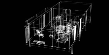 Binanın mimari 3d çizim çizim ev