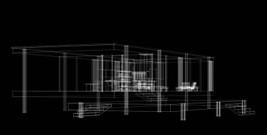 Binanın mimari 3d çizim çizim ev