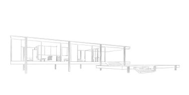 Binanın mimari 3d çizim çizim ev