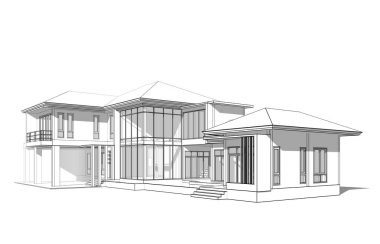 Binanın mimari 3d çizim çizim ev