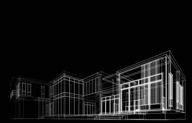 Binanın mimari 3d çizim çizim ev