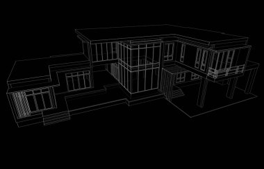 Binanın mimari 3d çizim çizim ev