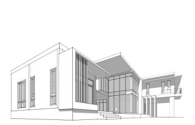 Binanın mimari 3d çizim çizim ev