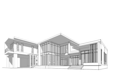 Binanın mimari 3d çizim çizim ev