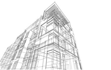 Yüksek konut binasının soyut mimari duvar kağıdı tasarımı, dijital konsept arkaplan