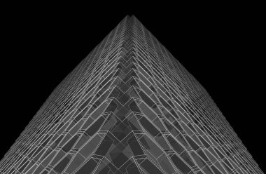 Gelecek perspektifi, soyut mimari duvar kağıdı tasarımı, dijital konsept arkaplan