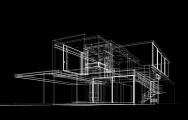 Binanın mimari 3d çizim çizim ev