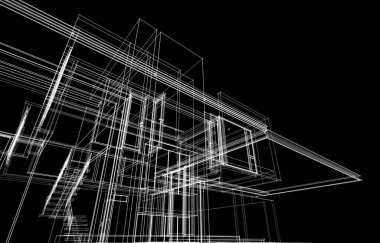 Binanın mimari 3d çizim çizim ev