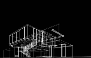 Binanın mimari 3d çizim çizim ev