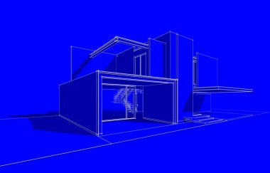 Binanın mimari 3d çizim çizim ev