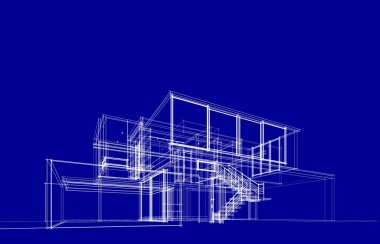 Binanın mimari 3d çizim çizim ev