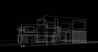 Binanın mimari 3d çizim çizim ev