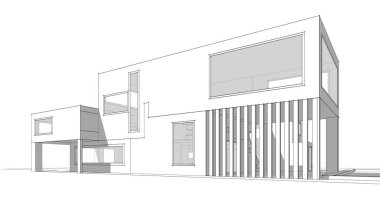 Binanın mimari 3d çizim çizim ev