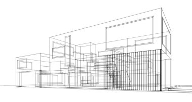 Binanın mimari 3d çizim çizim ev