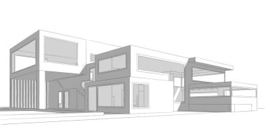 Binanın mimari 3d çizim çizim ev