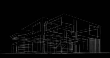 Binanın mimari 3d çizim çizim ev