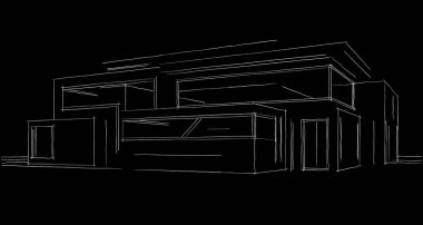 Binanın mimari 3d çizim çizim ev