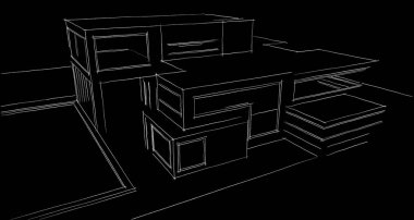 Binanın mimari 3d çizim çizim ev