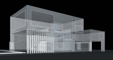 Binanın mimari 3d çizim çizim ev