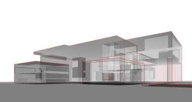 Binanın mimari 3d çizim çizim ev