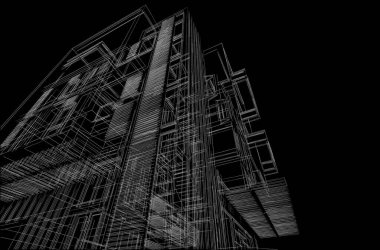 Yüksek konut binasının soyut mimari duvar kağıdı tasarımı, dijital konsept arkaplan