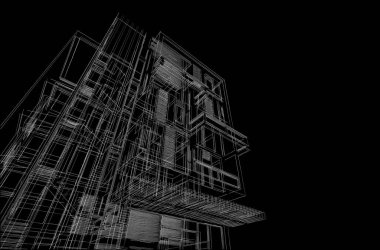 Yüksek konut binasının soyut mimari duvar kağıdı tasarımı, dijital konsept arkaplan