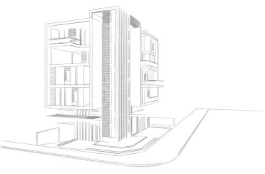 Yüksek konut binasının soyut mimari duvar kağıdı tasarımı, dijital konsept arkaplan