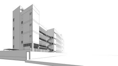 Yüksek konut binasının soyut mimari duvar kağıdı tasarımı, dijital konsept arkaplan