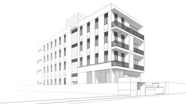 Yüksek konut binasının soyut mimari duvar kağıdı tasarımı, dijital konsept arkaplan