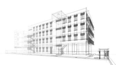 Yüksek konut binasının soyut mimari duvar kağıdı tasarımı, dijital konsept arkaplan