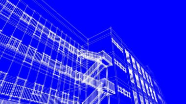 Yüksek konut binasının soyut mimari duvar kağıdı tasarımı, dijital konsept arkaplan