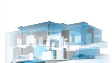 Binanın mimari 3d çizim çizim ev