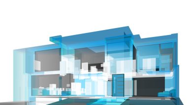 Binanın mimari 3d çizim çizim ev