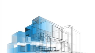 Binanın mimari 3d çizim çizim ev