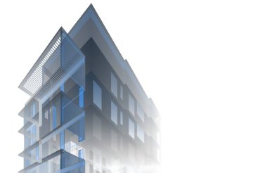 Yüksek konut binasının soyut mimari duvar kağıdı tasarımı, dijital konsept arkaplan